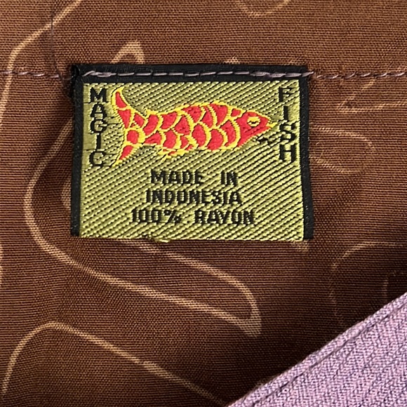 Vintage Magic Fish Button Down Patchwork Shirt Boho Artsy One Size - Picture 3 of 3